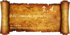 Körmendy Albert névjegykártya