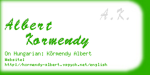 albert kormendy business card
