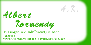 albert kormendy business card